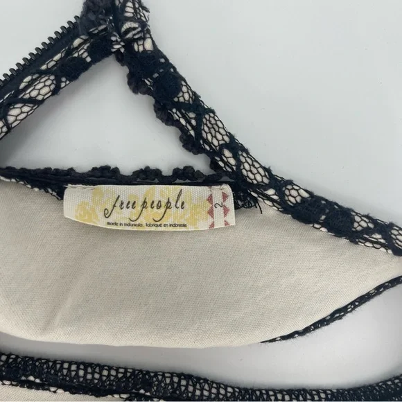 Free People Black Lace Mini Dress Twee Indie Boho Y2K Size 2 - Picture 3 of 13